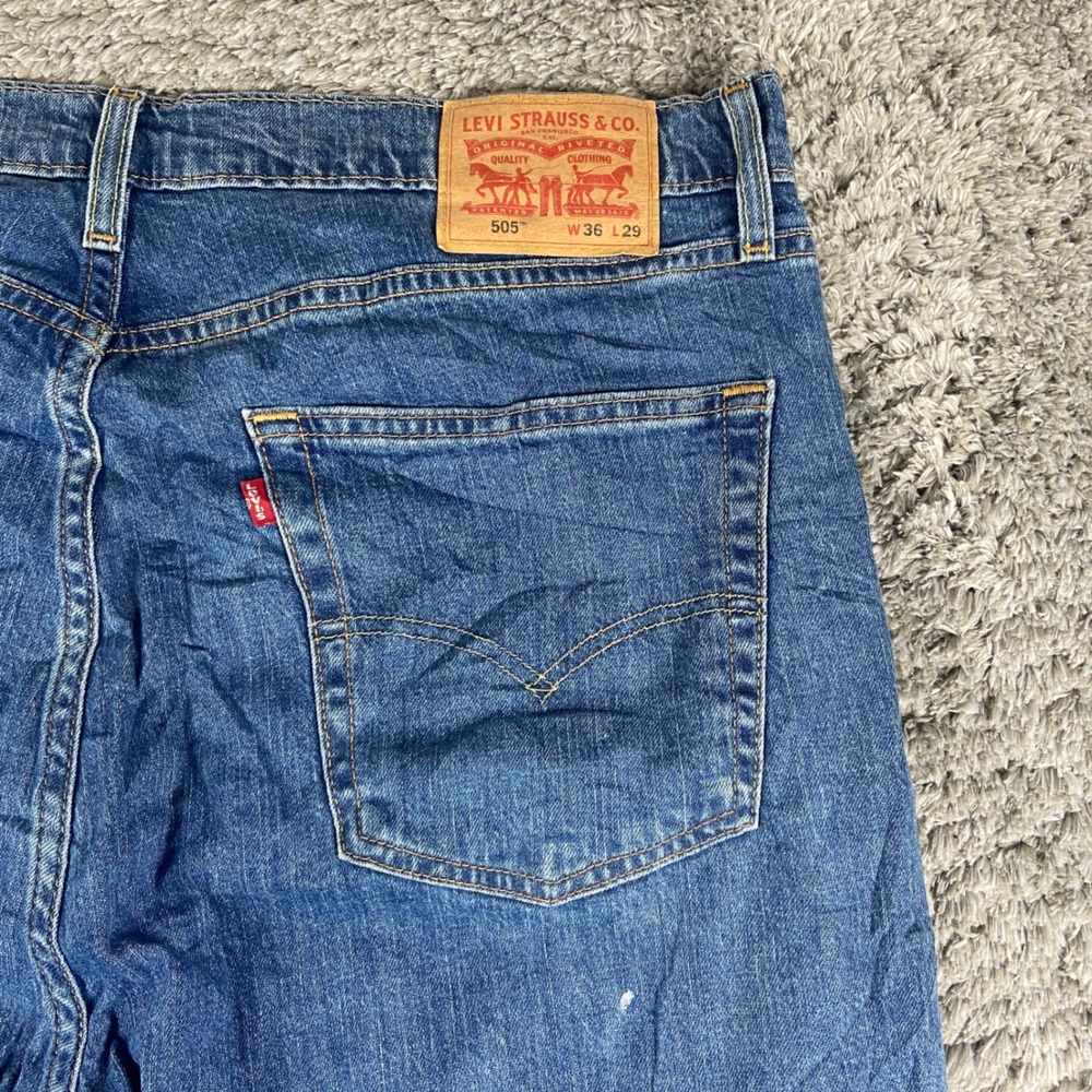 Levi's 505 Jeans Men 36x29 Blue Denim Regular Fit Straight Leg Cotton Blend Pant